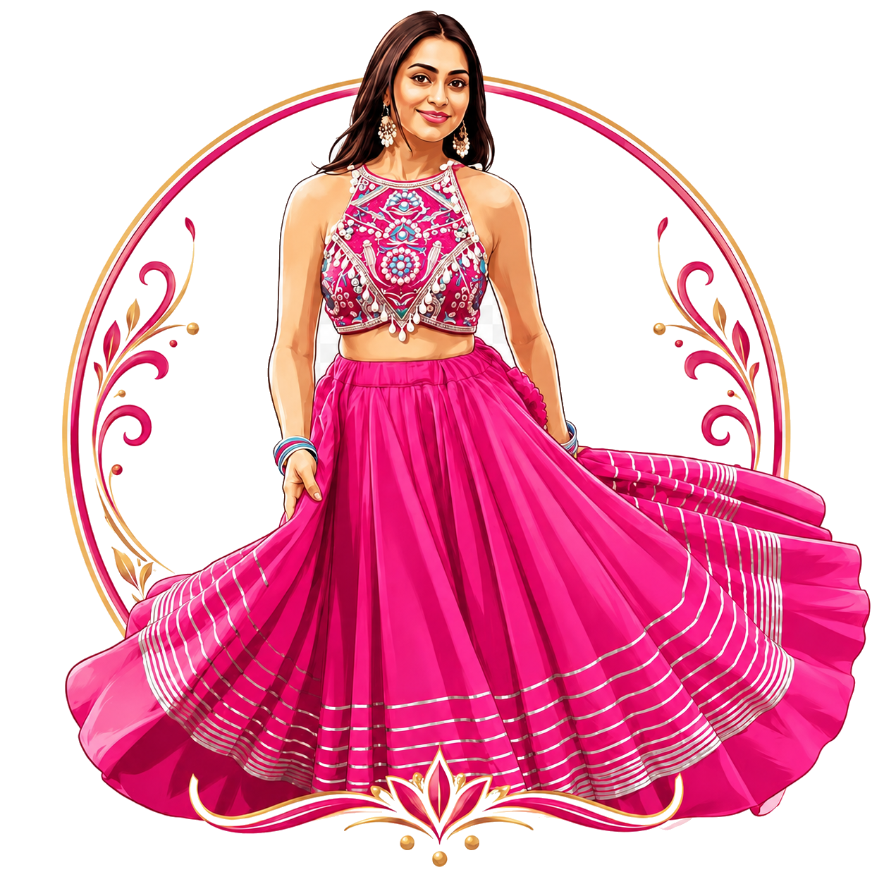 JemiSmiles founder illustration in a handcrafted pink outfit